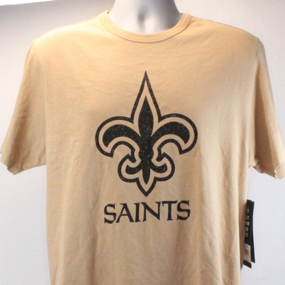 New Orleans Saints Crew Neck Short Sleeve Distressed Logo Print Tee Men's Large